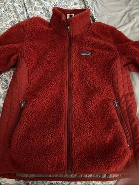 Patagonia Red orange Sherpa Fleece Jacket